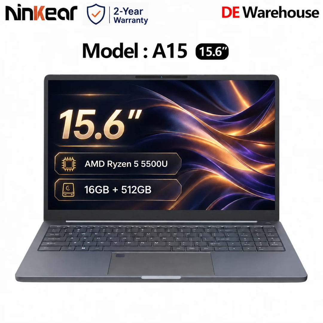 Ninkear A15 Portátil 15.6 Pulgadas Pantalla FHD IPS 16GB RAM 512GB SSD AMD Ryzen 5 5500U carga rápida USB-C PD 65W Windows 11 WiFi 6 teclado retroiluminado para oficina estudio