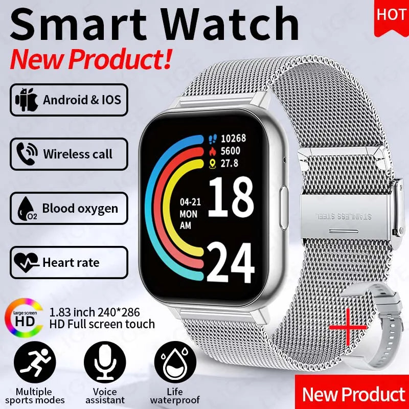 LIGE Nuevo reloj inteligente con llamadas BT para mujer, monitoreo de salud, resistente al agua IP68, notificaciones inteligentes y asistente de voz para hombre