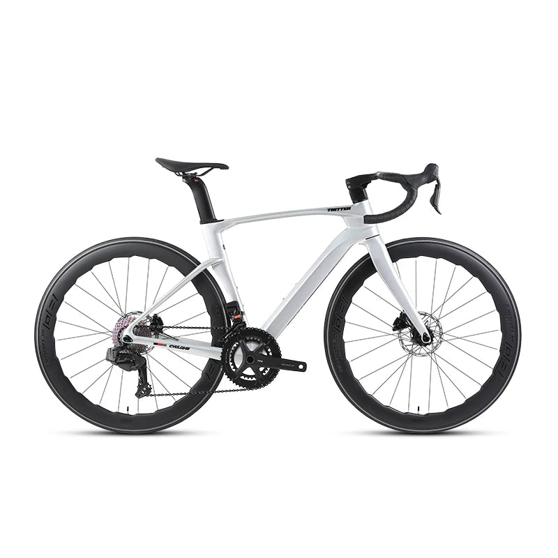 Bicicleta de carretera TWITTER CYCLONEpro SHIMANO R8020-22S, cableado interno, fibra de carbono T800, frenos de disco hidráulicos.