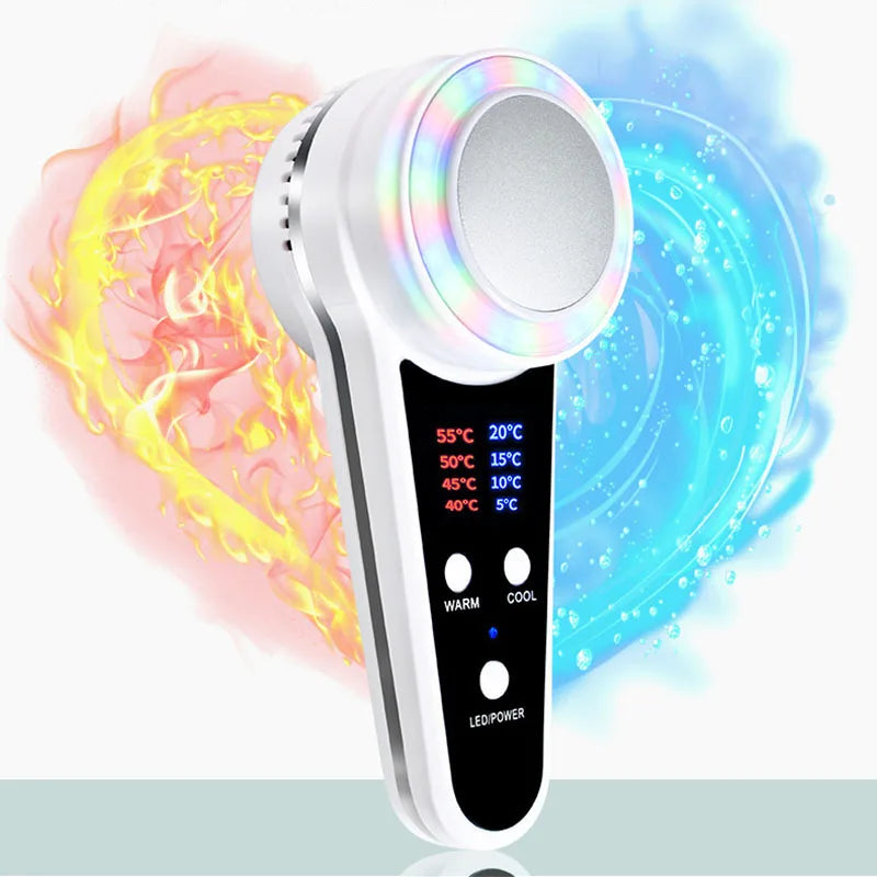 Dispositivo de crioterapia para el cuidado de la cara, martillo frío y caliente, fotón azul, tratamiento del acné, masajeador Facial, máquina de belleza para rejuvenecimiento de elevación de la piel