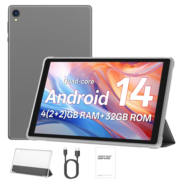 Último tableta Android 14, tableta de 10 pulgadas, procesador de cuatro núcleos, WiFi 5G, 4 GB de ROM + 32 GB de RAM, resolución de 1280*800, batería de 6000 mAh