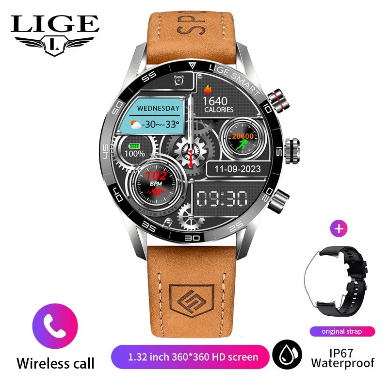 Reloj inteligente empresarial LIGE para hombre, llamada Bluetooth, monitor de salud, resistente al agua IP67, rastreador de actividad física, pulsera inteligente, reloj inteligente 2024