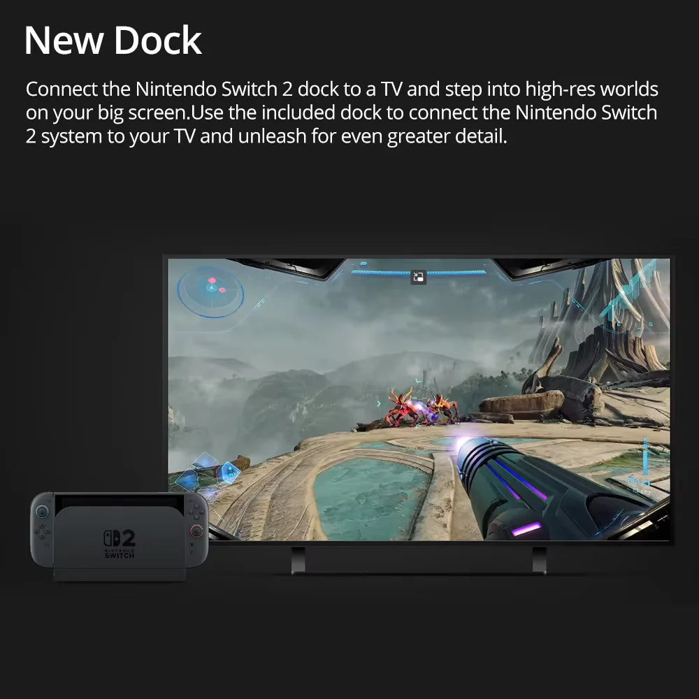 Consola de Juegos Nintendo Switch 2 Versión Original de la UE, 256 GB de Almacenamiento, Consola de Juegos Portátil NS2, Pantalla Táctil LCD de 7.9 Pulgadas, Diseño Magnético, Frecuencia de Imagen de hasta 120 fps, Resol