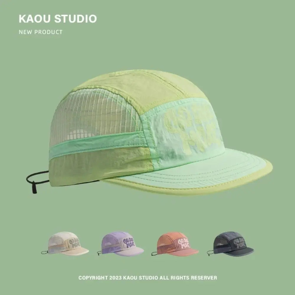 Gorra de béisbol de secado rápido con ala flexible, gorra retro de 5 paneles estilo hip-hop, gorra transpirable, casual y ligera de malla para correr, gorra para deportes al aire libre