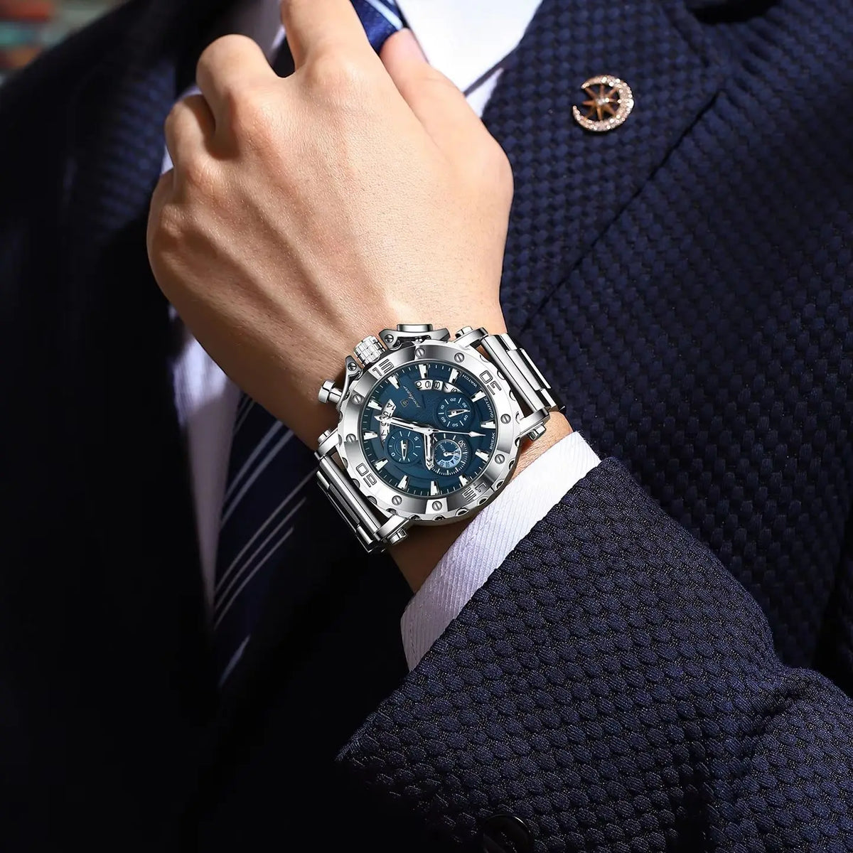 Reloj de lujo para hombre POEDAGAR, calendario, luminoso, resistente al agua, cronógrafo, de cuarzo, de acero inoxidable, reloj de moda para hombre, regalo, reloj masculino