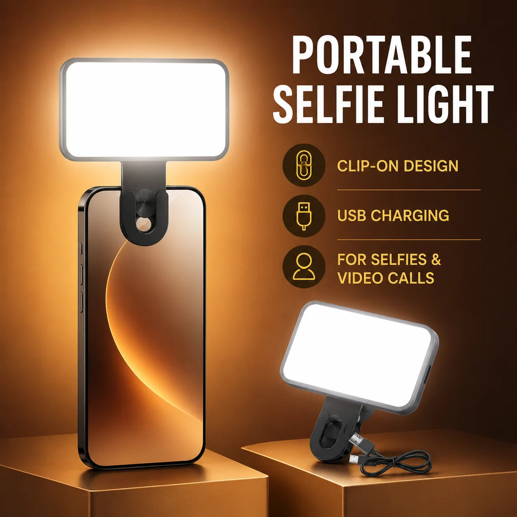 Luz de relleno portátil con clip para selfies para teléfono móvil, luz LED recargable por USB para maquillaje, videollamadas en vivo y fotografía.