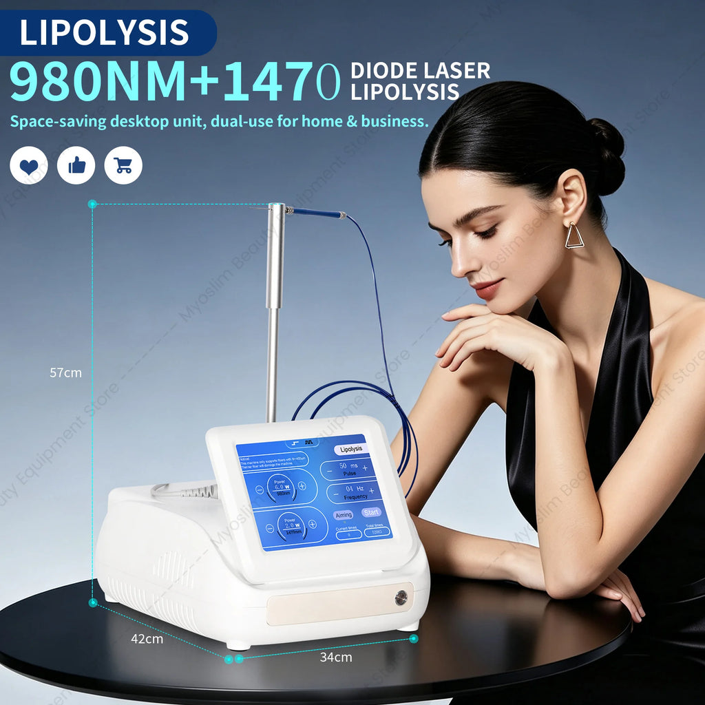 Máquina de lipólisis con endolasa láser 980+1470nm |   Disolución de grasa con fibra óptica, contorno corporal, tensado de la piel, eliminación vascular
