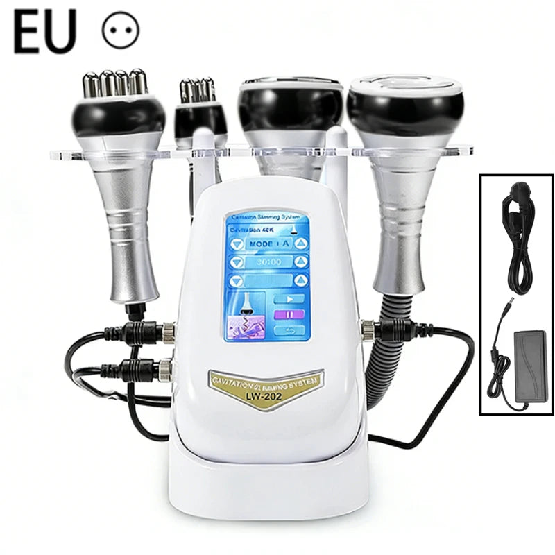 Máquina de cavitación ultrasónica 4 en 1, 40K, con radiofrecuencia multipolar, dispositivo portátil para modelar el cuerpo, interfaz en 9 idiomas, instrumento de belleza para uso doméstico y en salones de belleza, para e