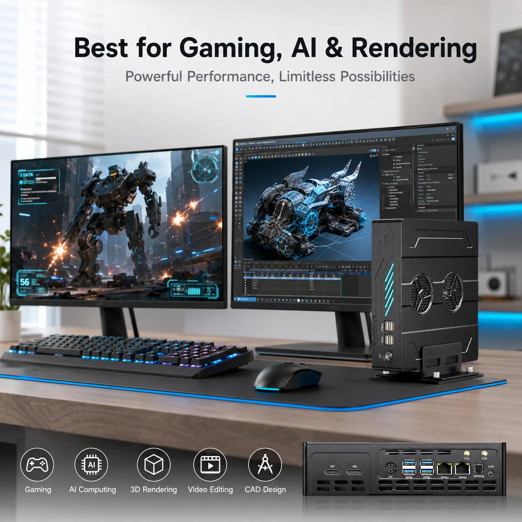 Mini PC Msecore MV9 Pequeño, Intel Core i9/i7/i5, RTX3050, 6G, Gráficos Dedicados, DDR5, NVMe SSD, Computadora de Escritorio para Juegos, WiFi6E, BT5.3, 8K, Oficina