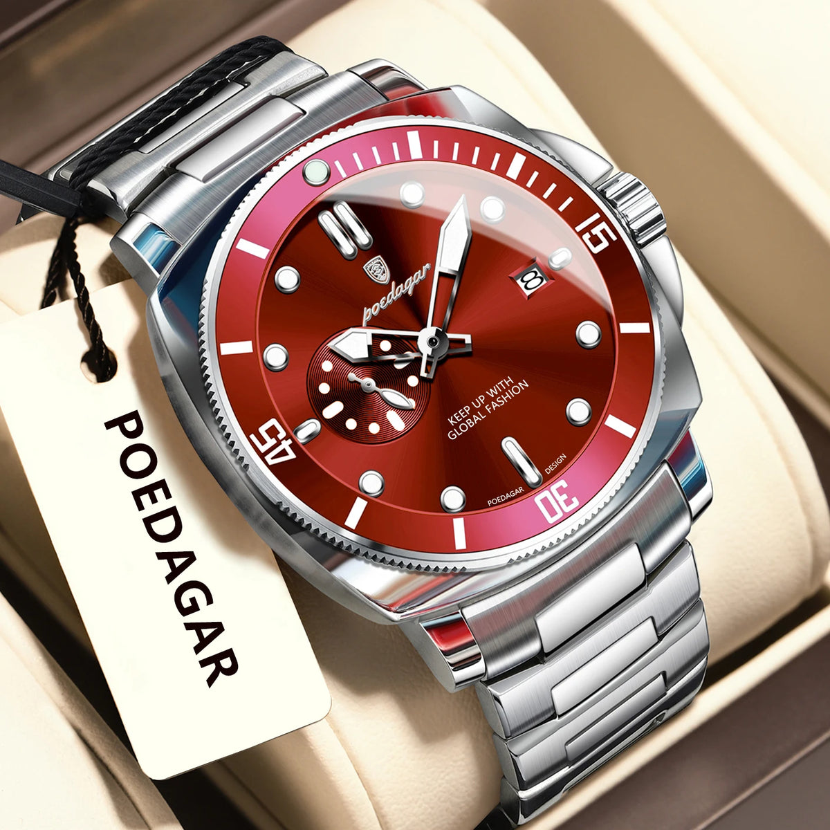 Reloj POEDAGAR de lujo para hombre, moderno, resistente al agua, con fecha, luminoso, de acero inoxidable, reloj de cuarzo para negocios y deportes