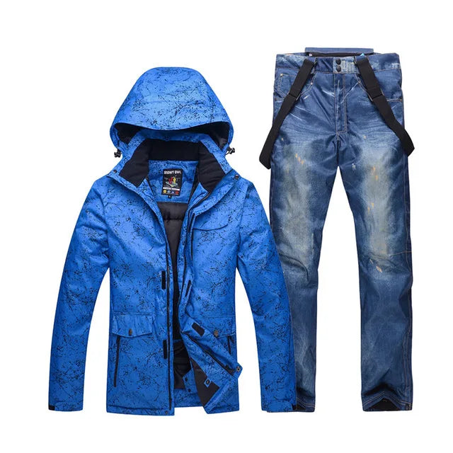 -30 Conjuntos de trajes de nieve blancos para hombres o mujeres Ropa de invierno al aire libre Ropa de snowboard Disfraces impermeables Chaqueta de esquí + Baberos de pantalón de nieve