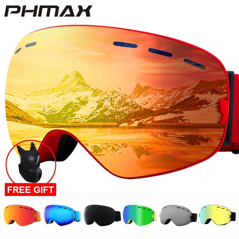 PHMAX gafas de esquí para hombre, gafas de Snowboard para mujer, gafas de sol de invierno para nieve al aire libre UV400, lentes de doble capa, gafas de esquí antiniebla