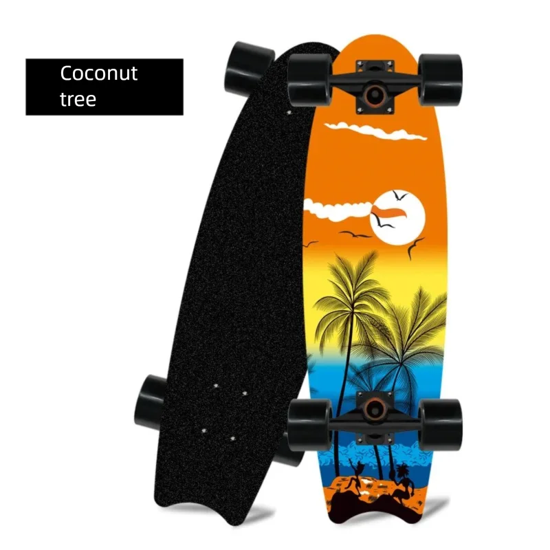 Patineta de madera de arce con cuatro ruedas y diseño de cola de pez, ideal para principiantes, para desplazarse y practicar patinaje urbano.