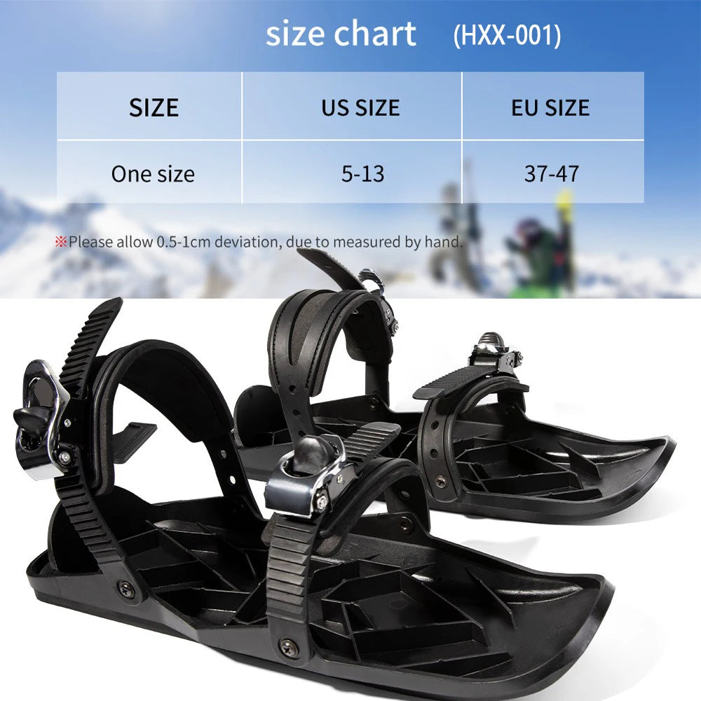 Mini patines de esquí cortos ajustables para adultos, zapatos portátiles con cuchillas para nieve, Skiboards, deportes de invierno al aire libre, equipo de esquí compacto