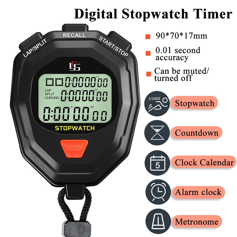 Cronómetro Deportivo Digital Electrónico Multifunción, Pantalla Grande con Fecha, Hora y Función de Alarma, para Entrenadores y Árbitros
