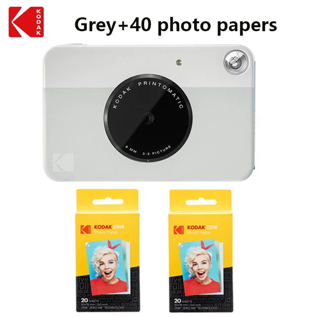 KODAK Printomatic nueva cámara de impresión instantánea Digital ZINK impresión sin tinta Color papel fotográfico impresión Flash + juego de 40 películas