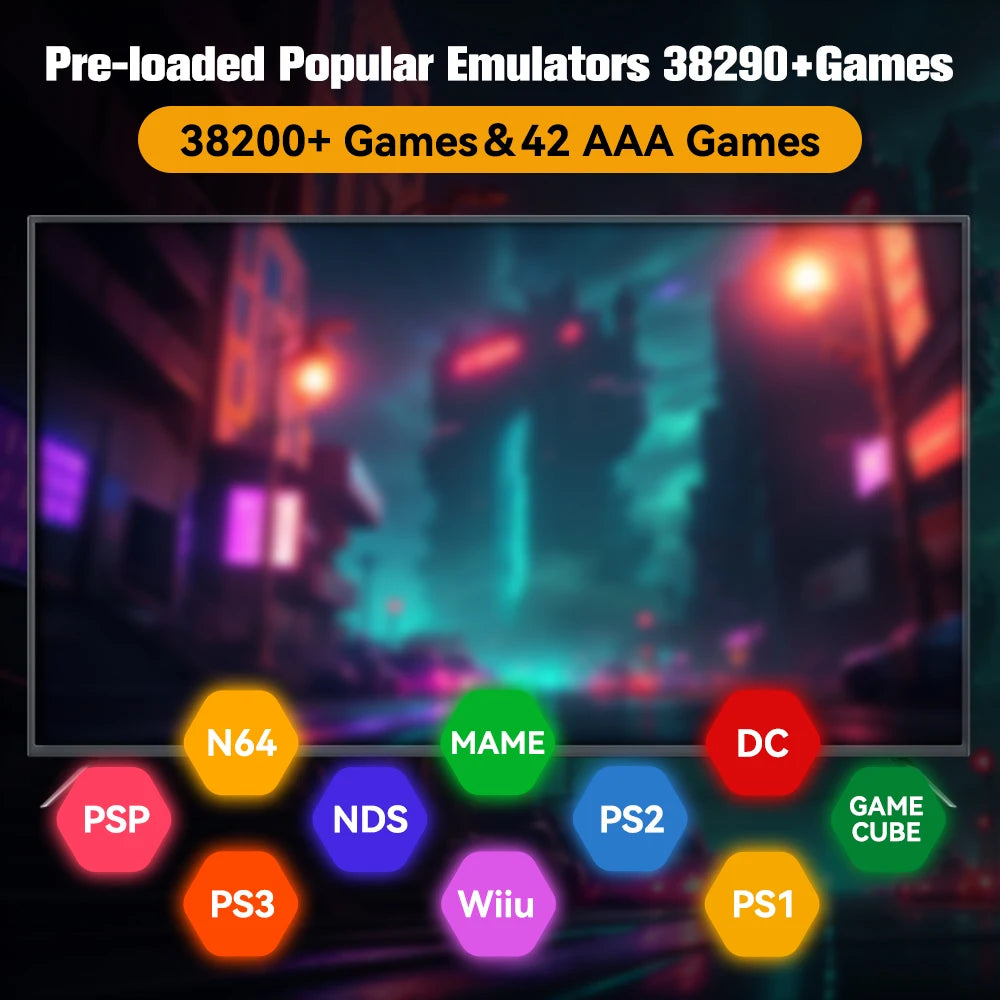 Consola de videojuegos retro con HDD para sistemas Retrobat y Playnite para PS3/PS2/WIIU/WII/Switch/MAME, más de 50 emuladores, 38,293 juegos y 42 juegos AAA para PC