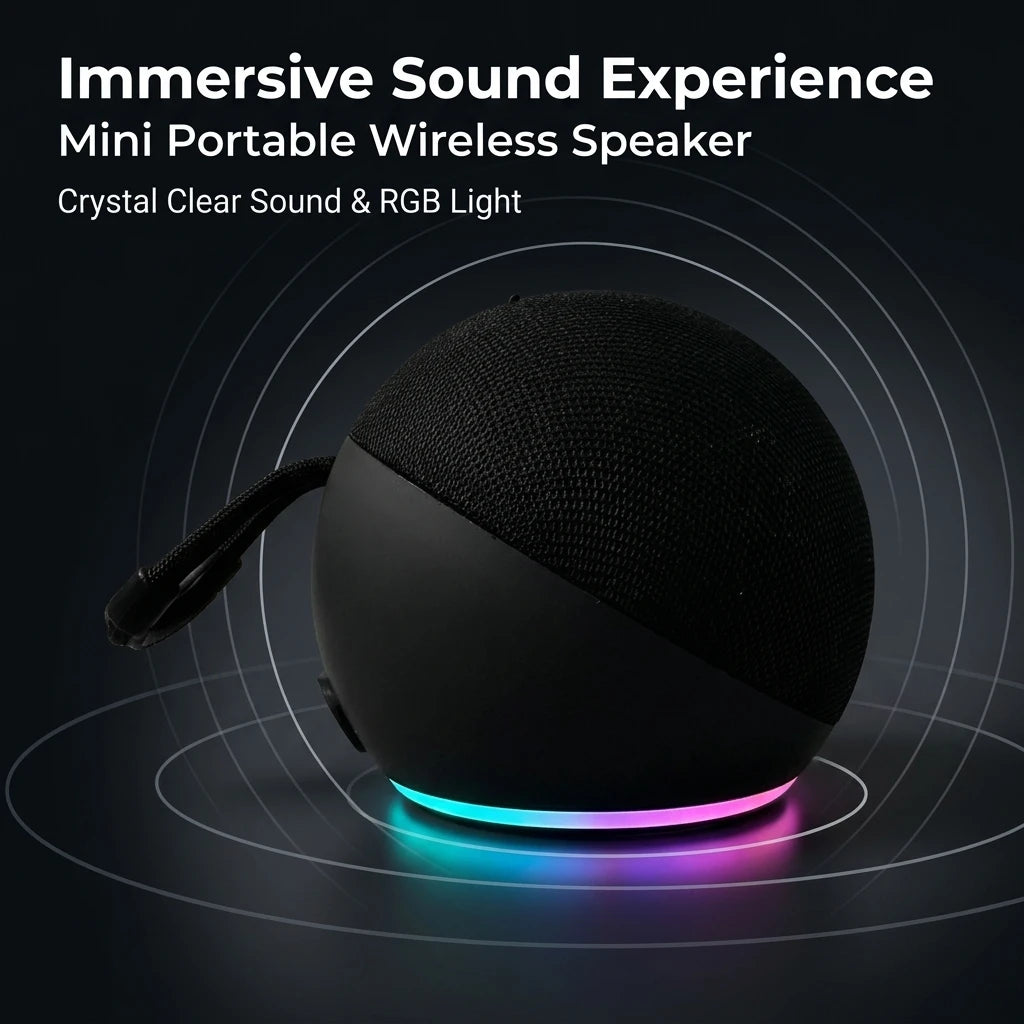 Minialtoparlante Bluetooth portátil, altavoz inalámbrico con sonido estéreo y luz LED RGB, altavoz pequeño para viajes al aire libre con correa