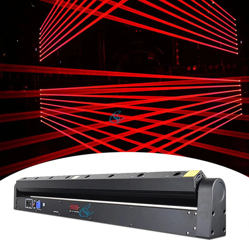 Proyector Láser DJ de 8 Ojos, Barra de Luz Láser Roja de 8X500mw, Luces de Cabeza Móvil con Control DMX, Iluminación de Discoteca para Escenario, Fiestas y Espectáculos