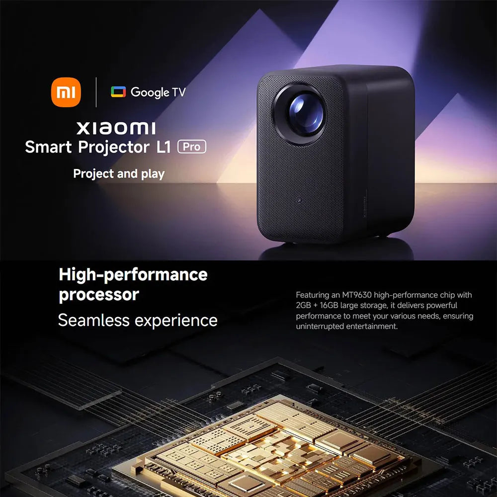Proyector inteligente Xiaomi L1 Pro, Google TV 400 lúmenes ISO, resolución física 1080p, enfoque automático y corrección automática de la clave, Audio Dolby