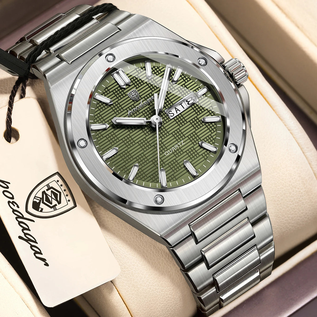 POEDAGAR Fashion Quartz Man Wristwatch Waterproof Luminous Date Week Men Clock Stainless Steel Casual Men's Watches Reloj Hombre
