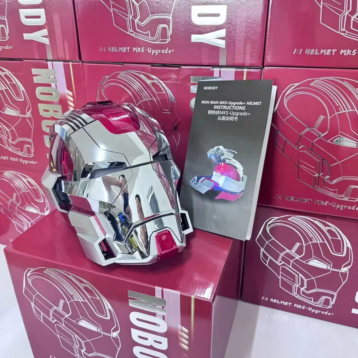 Casco de Iron Man Mk5, Casco de Bumblebee Optimus Prime, Casco Usable 1:1, Máscara con Control por Voz, Figura de Acción, Base Bluetooth, Ojos con Luz