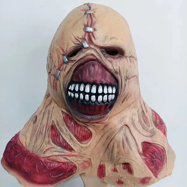 Máscara de zombi para cosplay de Halloween, tirano aterrador, máscara de terror maligno, accesorios para disfraz de Némesis, película Resident