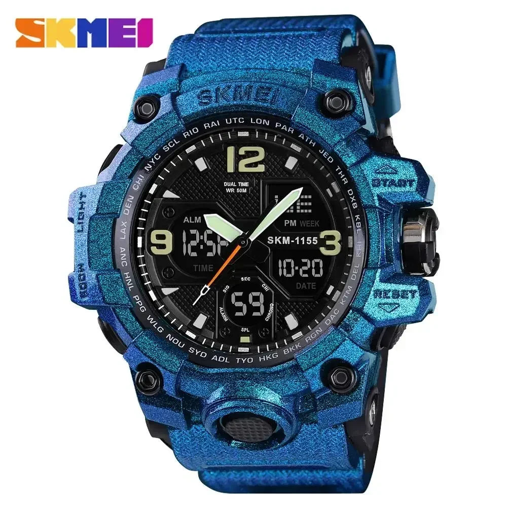 Reloj deportivo militar digital para hombre SKMEI 1155B, reloj deportivo con pantalla dual resistente al agua 5Bar, reloj de pulsera masculino