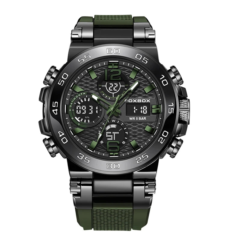 FOXBOX Outdoor Military Watch Men Fashion Camouflage Silicone Digital Watch For Men Sport Waterproof Men's Quartz Wristwatches