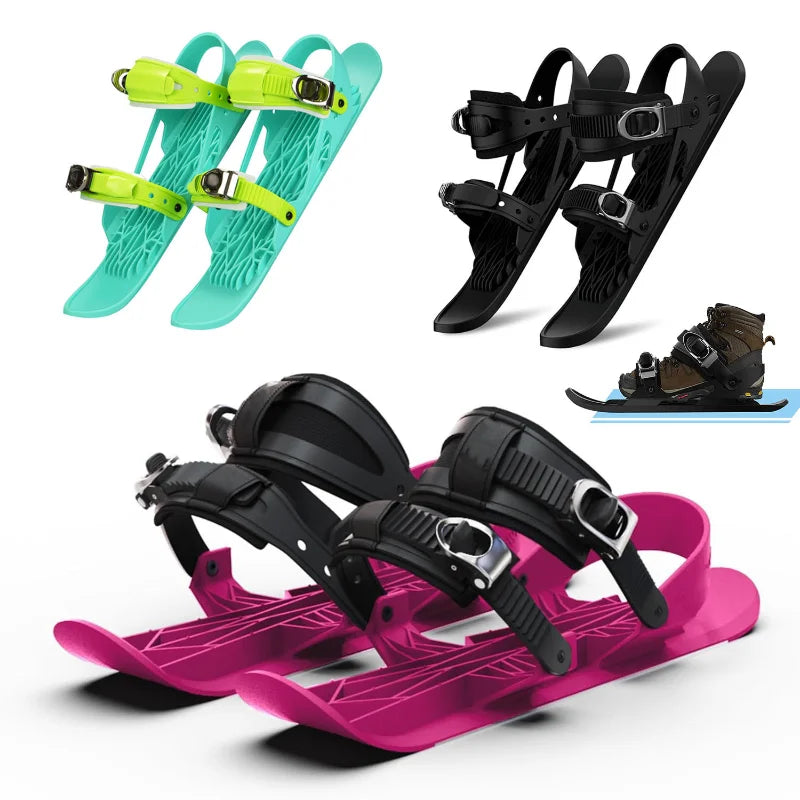 Mini Esquís Cortos Portátiles, Zapatos de Nieve, Calzado para Viajes de Invierno al Aire Libre, Tabla de Snowboard, Trineo para Terrenos Nevados