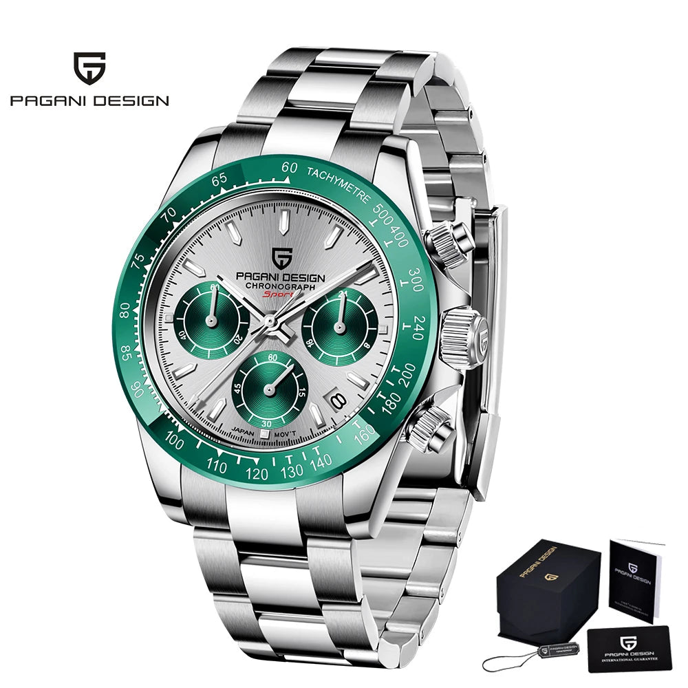 PAGANI Design Chronograph Quartz Watches Sports Sapphire Stainless Steel Waterproof watch for Men Reloj Hombre PD166