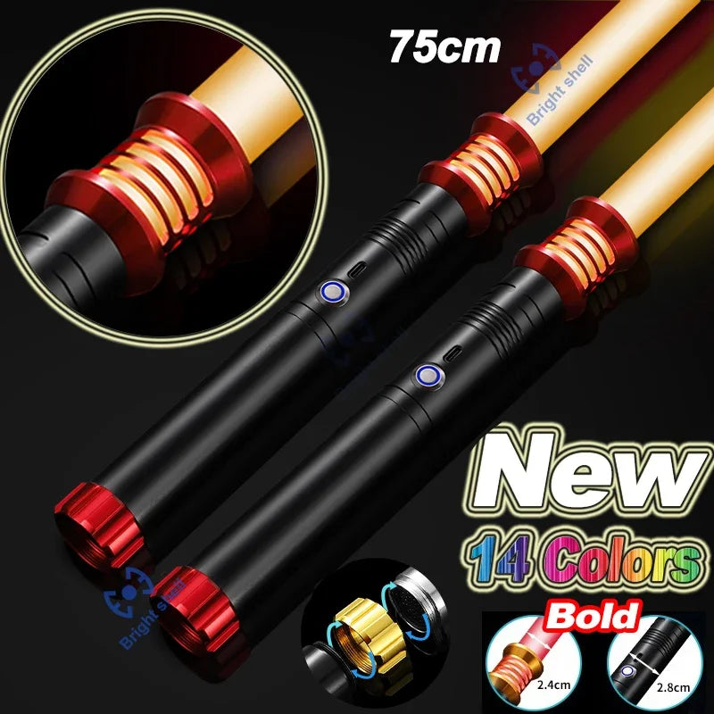 Juguete de sable de luz láser de metal, sable de luz RGB con 15 cambios de color, sonidos, efectos Force FX, FOC, juguete bláster, regalo de espada láser Jedi