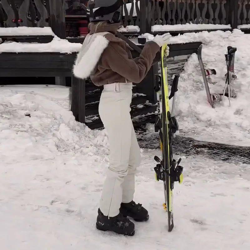 Mono de esquí acolchado con cuello alto y cremallera, manga larga, para mujer, invierno 2026, traje de nieve cálido, casual, mono de esquí de una pieza para mujer