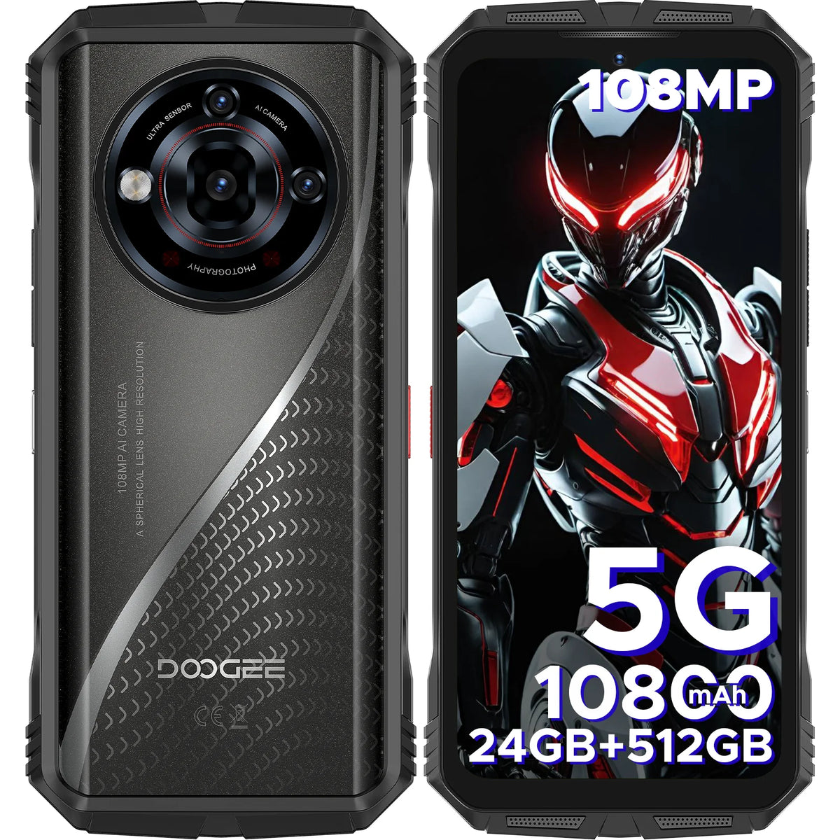 Teléfono robusto DOOGEE S118 Pro 5G FHD 120Hz, Dimensity, 24 GB de RAM, 512 GB de ROM, batería de 10800 mAh, teléfono móvil