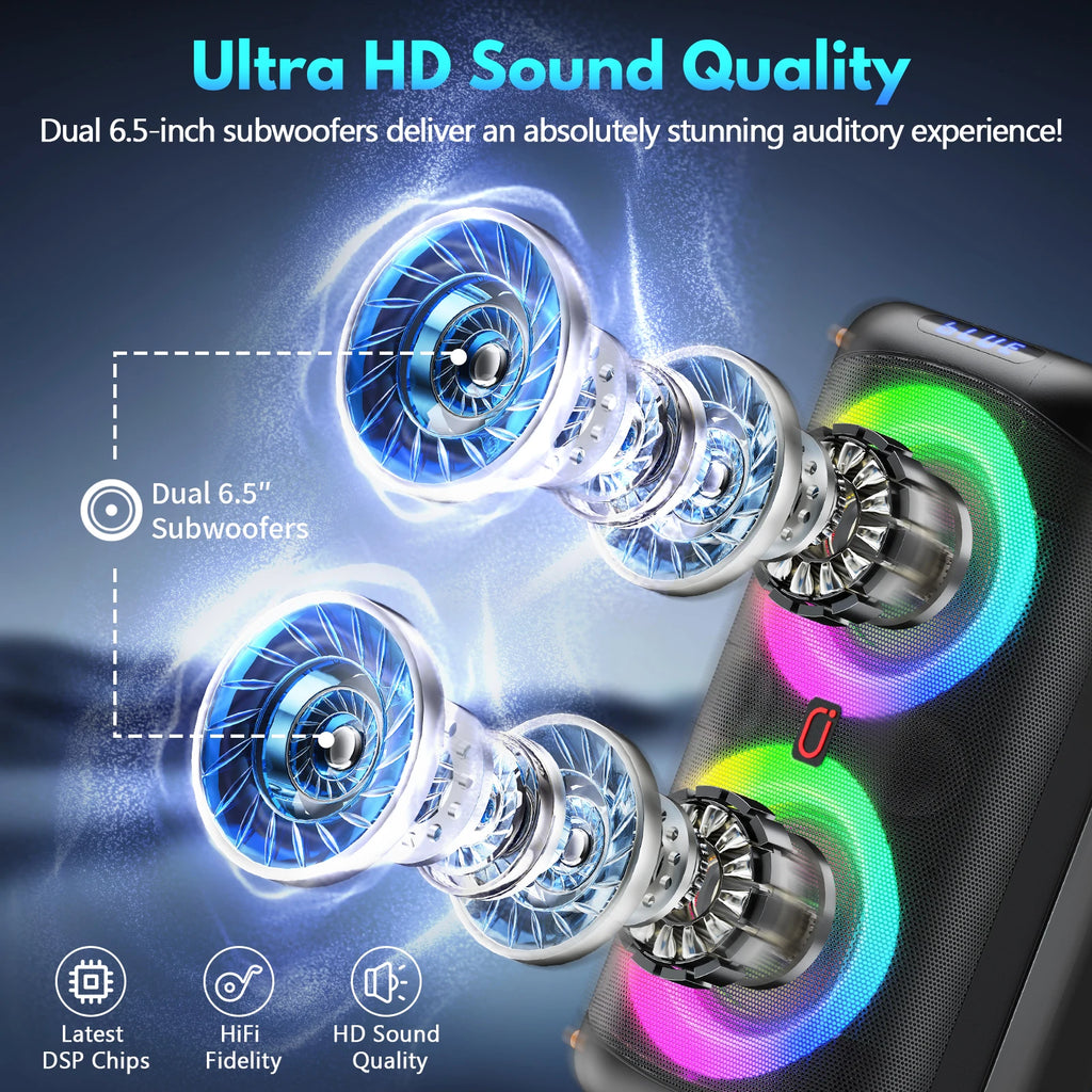 Altavoz inalámbrico Bluetooth T27, máquina de karaoke con 2 micrófonos, altavoz de karaoke para fiestas en casa con luz LED