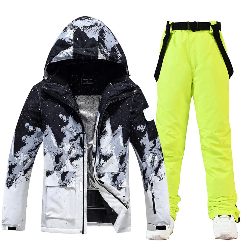 Nuevo traje de esquí de montaña nevado para hombre, ropa de nieve cálida impermeable a prueba de viento para invierno y exteriores, chaqueta de snowboard para parejas y mujeres, pantalones