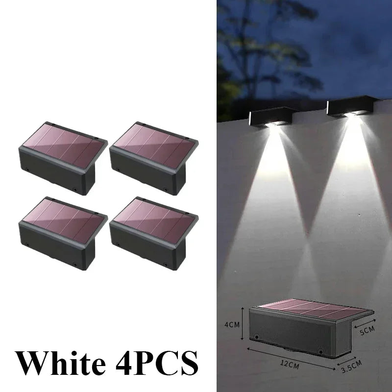 Apliques solares de pared para vallas, luces LED solares para exteriores, impermeables, iluminación descendente para barandillas, buzones, balcones y jardines