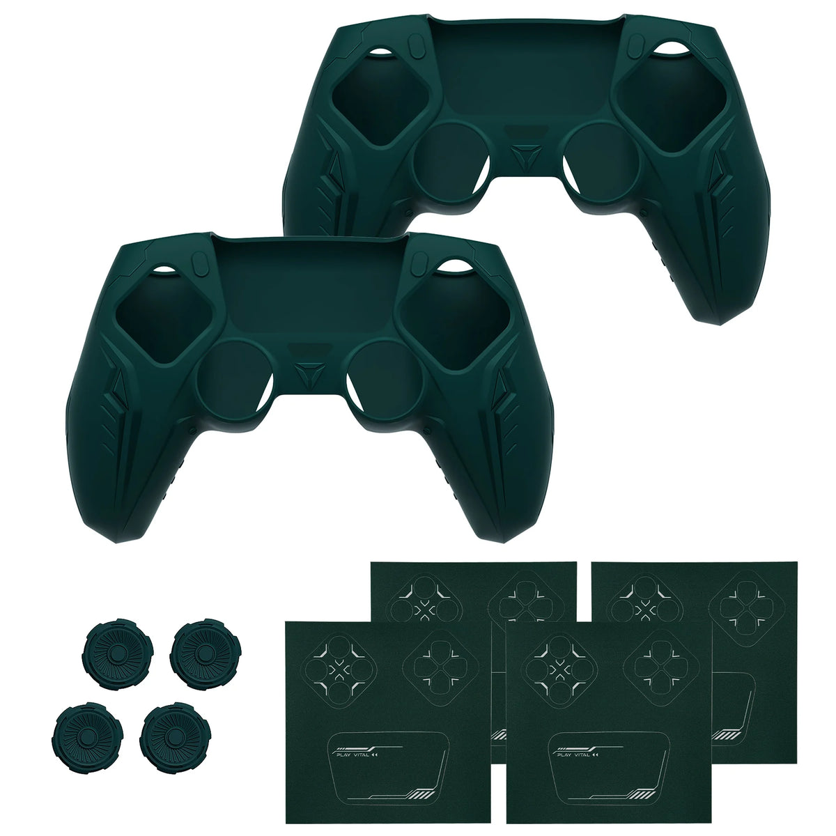 Funda de silicona PlayVital para mando de PS5 - Cubierta con diseño CyberMech futurista compatible con la base de carga oficial de PS5