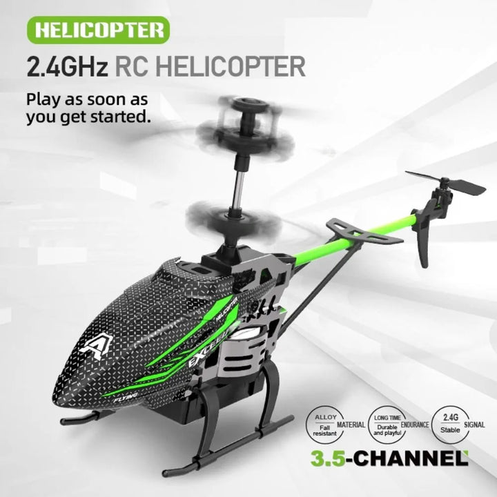 Helicóptero RC de Aleación ABS con 7 Luces LED de Colores, 3.5 Canales, Rojo/Verde, Avión de Control Remoto, Carga USB, Mini Avión RC Recargable