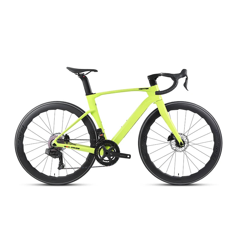 Bicicleta de carretera TWITTER CYCLONEpro SHIMANO R8020-22S, cableado interno, fibra de carbono T800, frenos de disco hidráulicos.