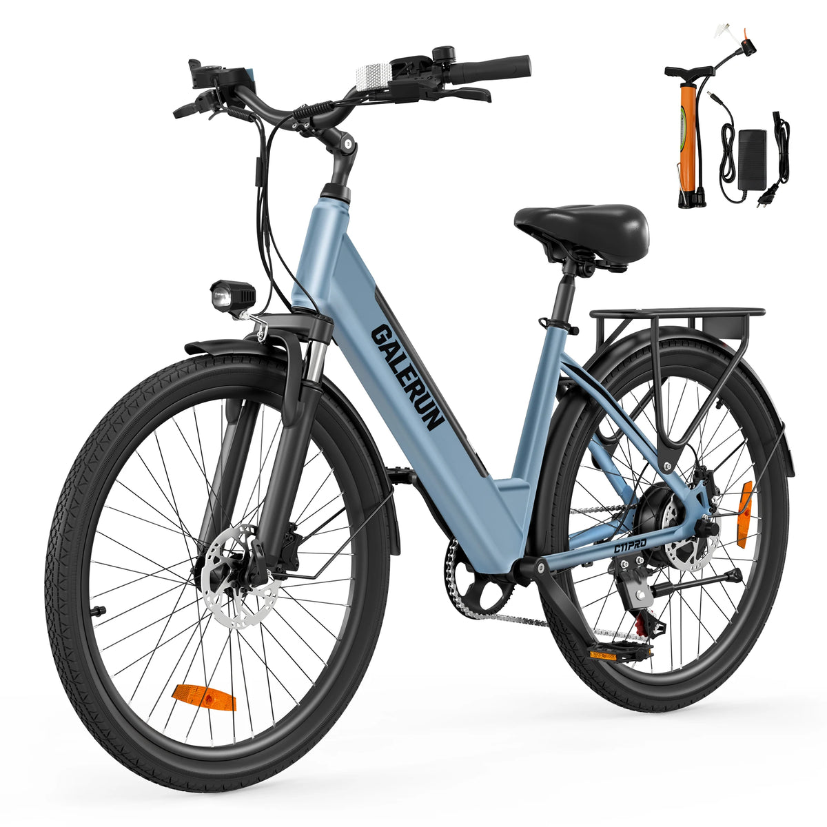 Bicicleta eléctrica para adultos Galerun C11Pr de 26", con frenos hidráulicos, 7 velocidades y batería intercambiable de 36V 13Ah, 25 km/h