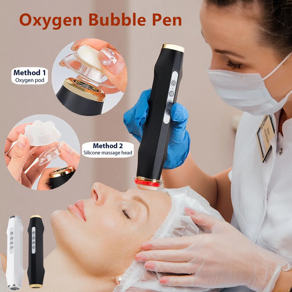 Máquina Facial Portátil de Burbujas de Oxígeno, Pluma de Burbujas de CO2, Dispositivo de Belleza para Limpieza Facial con Agua, Masajeador con Cápsulas de CO2