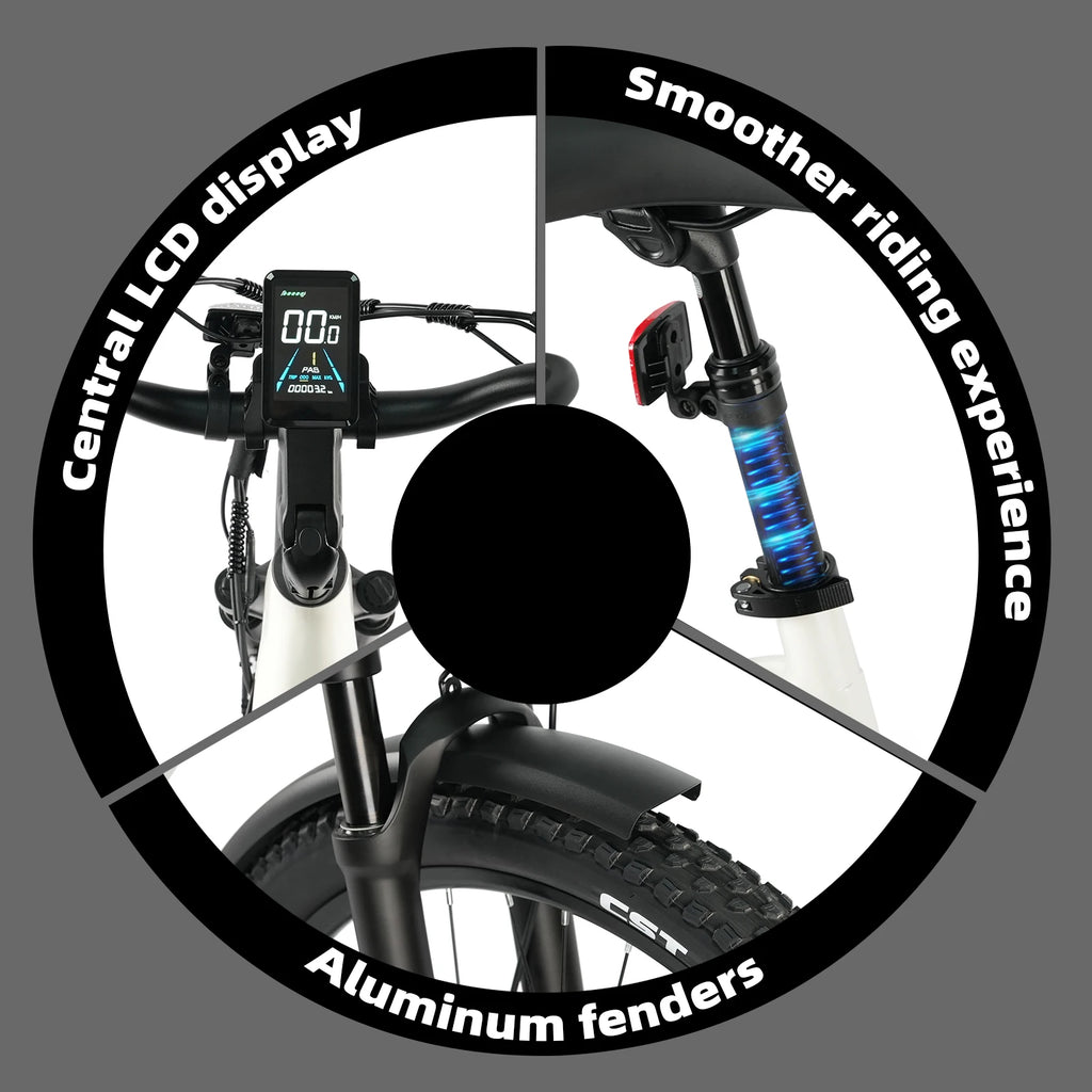 Bicicleta eléctrica TTGO Z3-W Z3 de 27.5 pulgadas para adultos, batería de 48V 15Ah, freno de disco hidráulico, horquilla de suspensión, cuadro de aluminio, bicicleta eléctrica para ir al trabajo y trekking