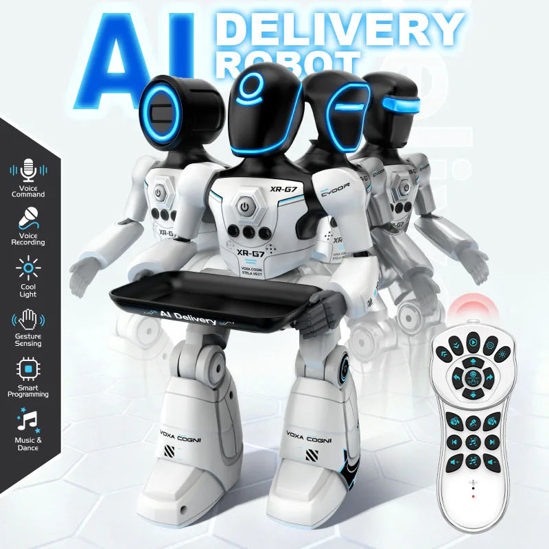 Robot inteligente de control remoto con IA, juguete programable, compañero interactivo con control por voz para educación temprana, robot de reparto, regalo
