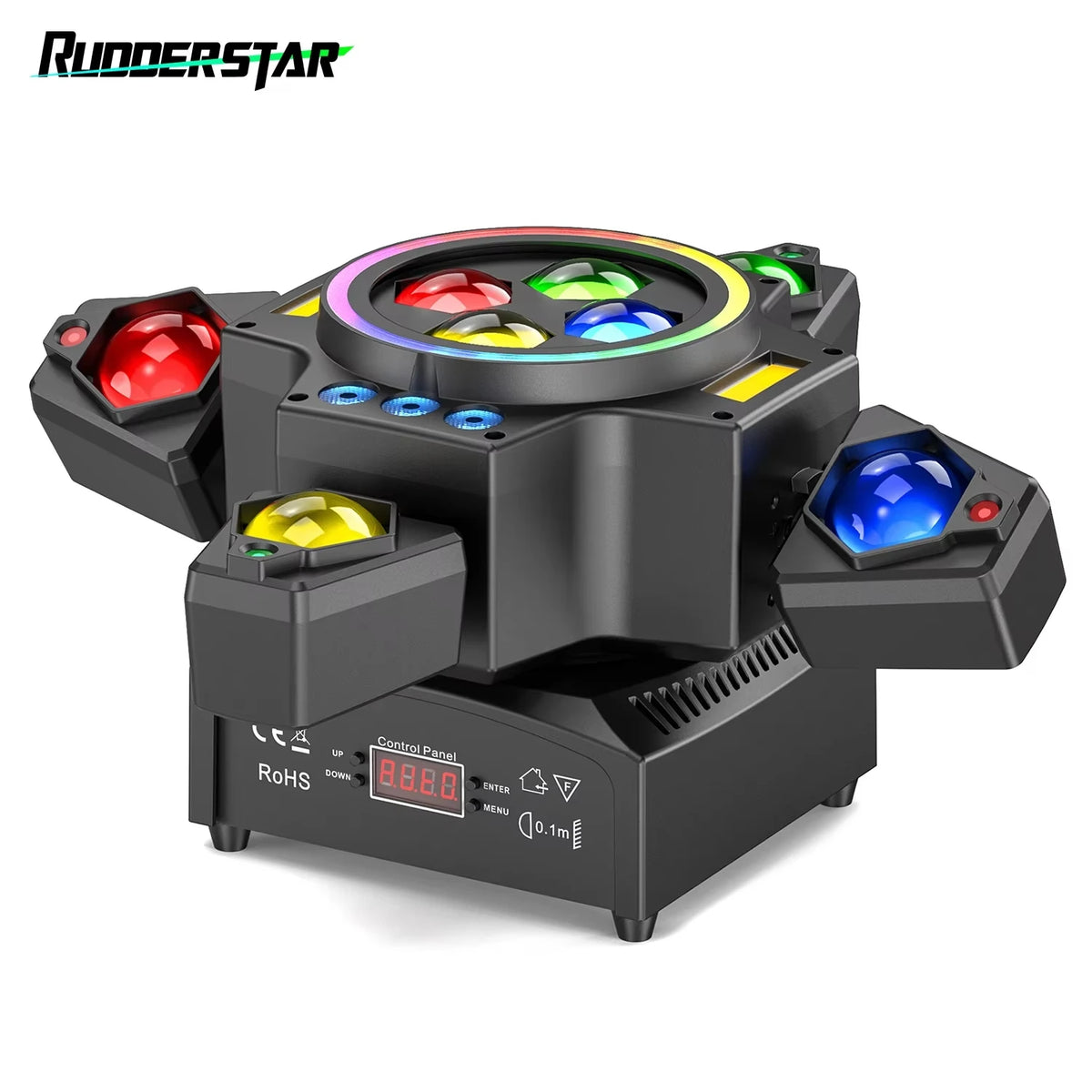 Luces de efecto haz 4 brazos 120W, cabezal móvil LED RGBW tipo Bee Eye, luces láser para escenario, discoteca, fiesta, concierto, teatro y espectáculos en vivo
