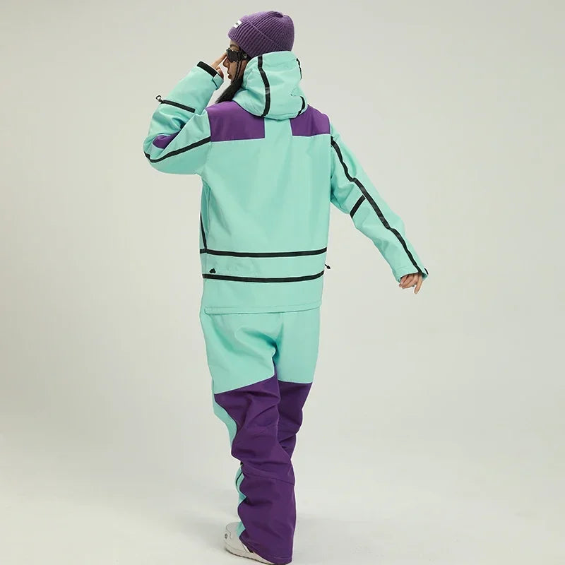 Mono de esquí impermeable con capucha para mujer, traje deportivo de Snowboard para mujer, traje de nieve de una pieza para invierno, ropa general de montaña 2023