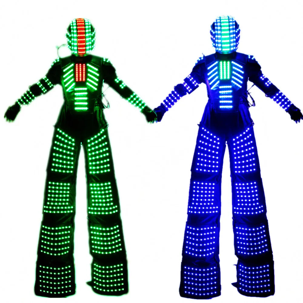 Disfraz de Robot Led con efecto de cambio de Color, traje de Robot con diseño de escenario para fiesta, Hora Loca, Rgb