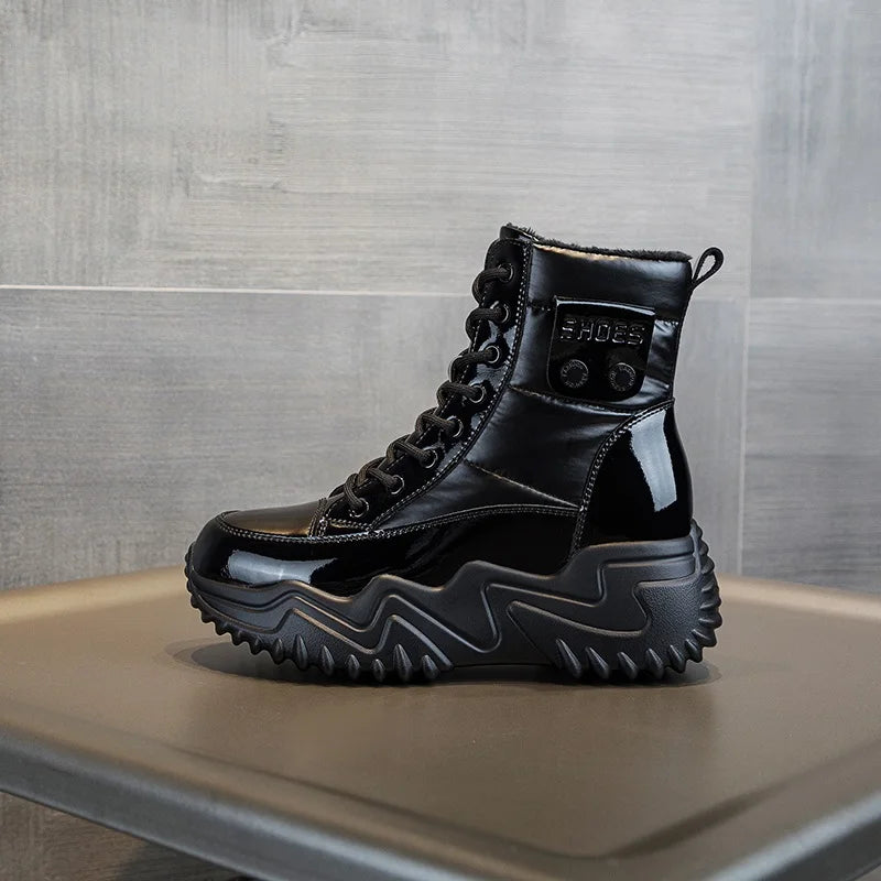 DRKANOL-Botas de nieve impermeables para mujer, zapatos cálidos con cuña, tacón de plataforma, aumento de altura, Otoño e Invierno