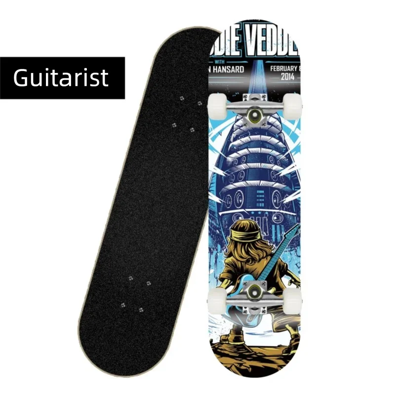 Patineta Deportiva de Madera de Arce de 80 cm, 4 Ruedas, Diseño de Doble Kick, Patineta Profesional para Trucos y Calle, para Jóvenes y Adultos