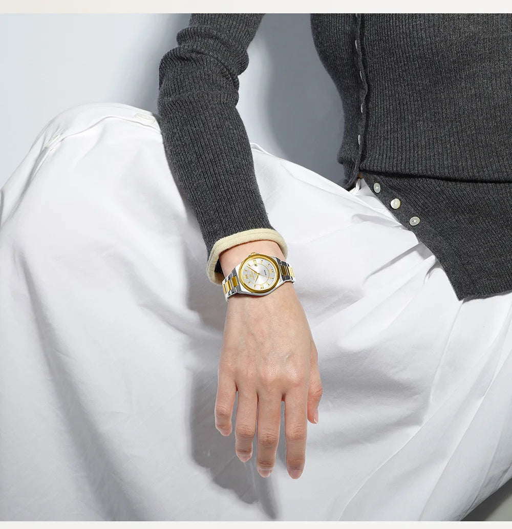 NAVIFORCE Women's Casual Stainless Steel Watch 3ATM Waterproof Date Display Classic Casual Daily Wristwatch Reloj Mujer Gift Box